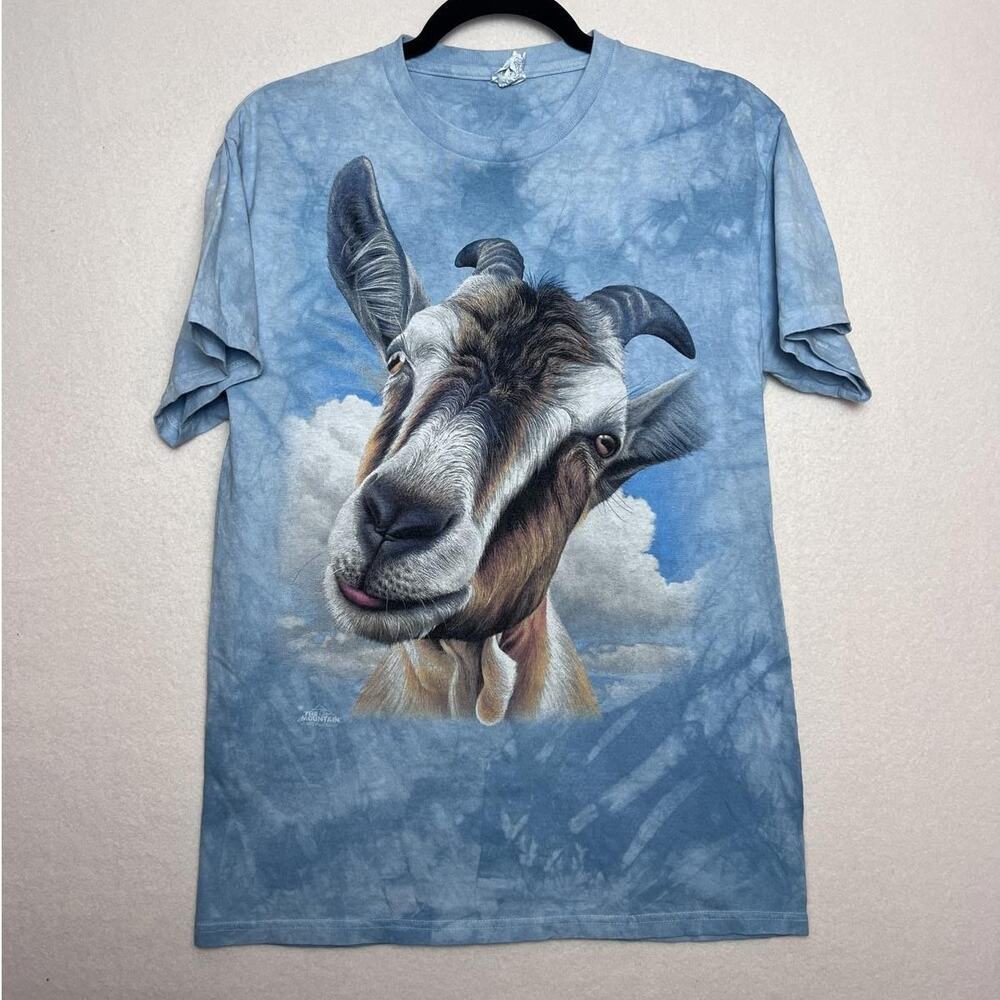 The Mountain Delta Pro Weight Short Sleeve Blue Tie Dye Goat T-Shirt Size Medium